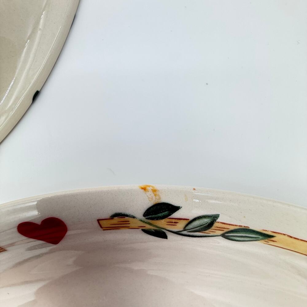 Hand-Painted Birdhouse Ceramic Serving Plates - Cream and Green (Set) - Picture 6 of 13